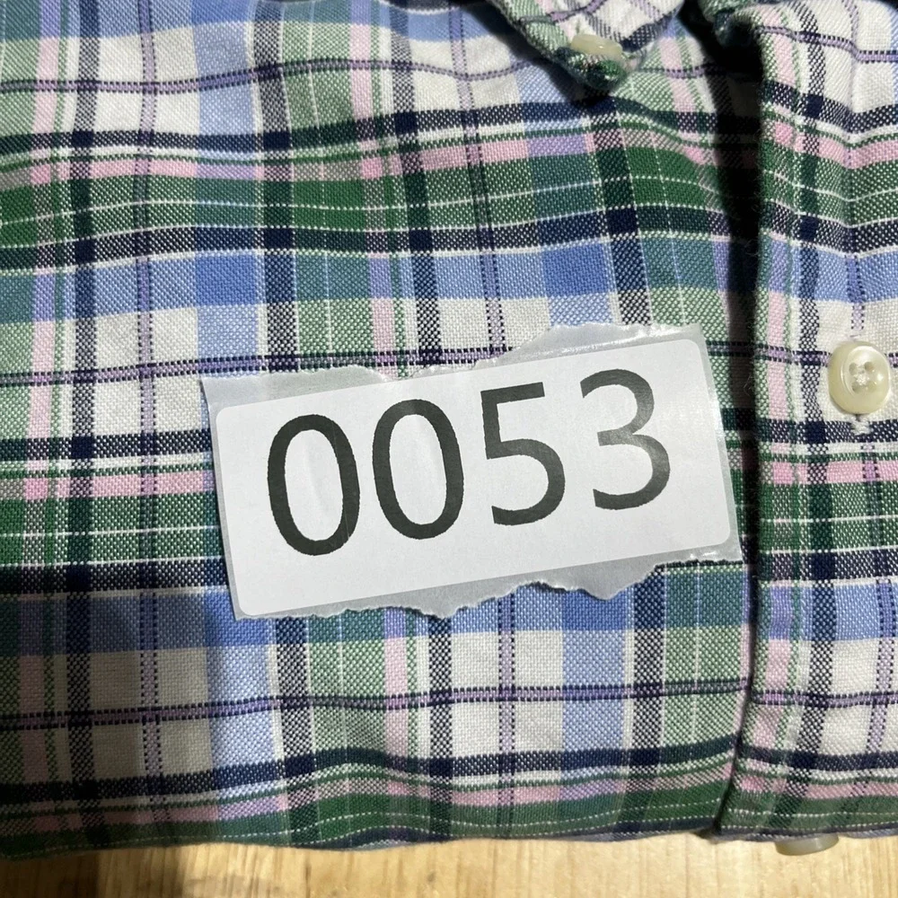Ralph Lauren Shirt Men's‎ Custom Fit Size L Green Blue  Plaid Cotton Casual
